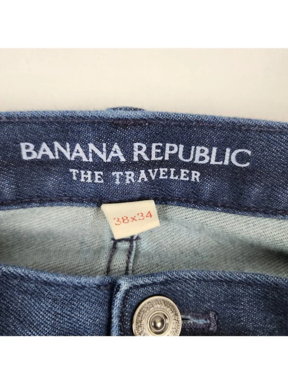 Banana Republic Jeans Mens 38x34 Blue Navy Traveler Slim Fit Denim Pants